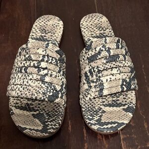 TKEES Beige and Black Snake Pattern Sandals